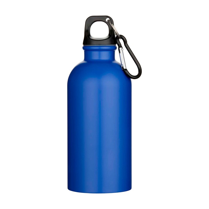 Botella de acero inoxidable reciclado mate de pared simple 400ml color azul real segunda vista frontal Botella de acero inoxidable reciclado mate de pared simple 400ml color azul real segunda vista frontal