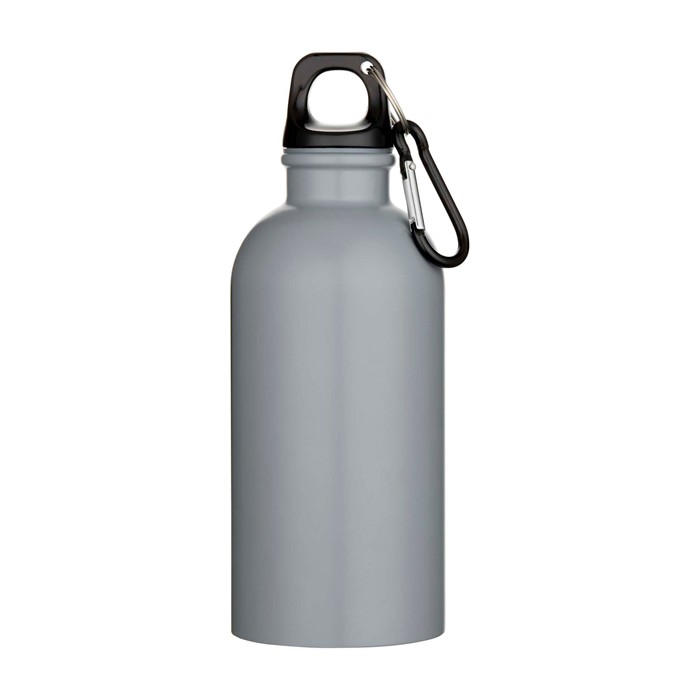 Botella de acero inoxidable reciclado mate de pared simple 400ml color gris segunda vista frontal Botella de acero inoxidable reciclado mate de pared simple 400ml color gris segunda vista frontal