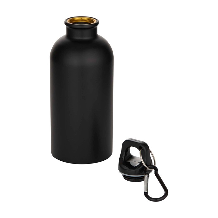 Botella de acero inoxidable reciclado mate de pared simple 400ml color negro segunda vista Botella de acero inoxidable reciclado mate de pared simple 400ml color negro segunda vista