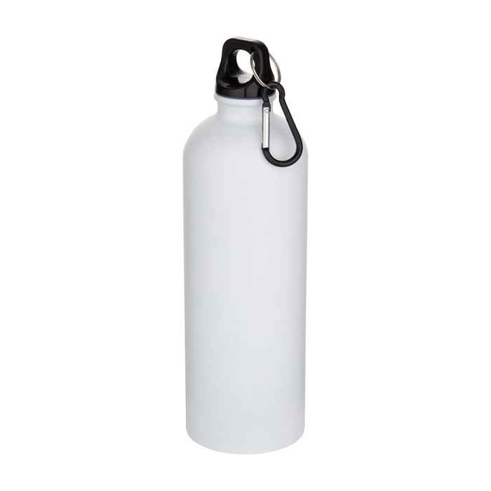 Botella de acero inoxidable reciclado mate con mosquetón 750ml color blanco Botella de acero inoxidable reciclado mate con mosquetón 750ml color blanco