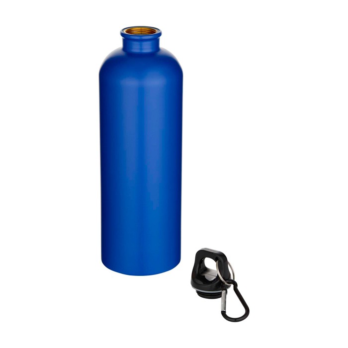 Botella de acero inoxidable reciclado mate con mosquetón 750ml color azul real segunda vista Botella de acero inoxidable reciclado mate con mosquetón 750ml color azul real segunda vista