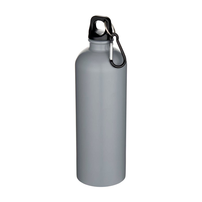 Botella de acero inoxidable reciclado mate con mosquetón 750ml color gris Botella de acero inoxidable reciclado mate con mosquetón 750ml color gris