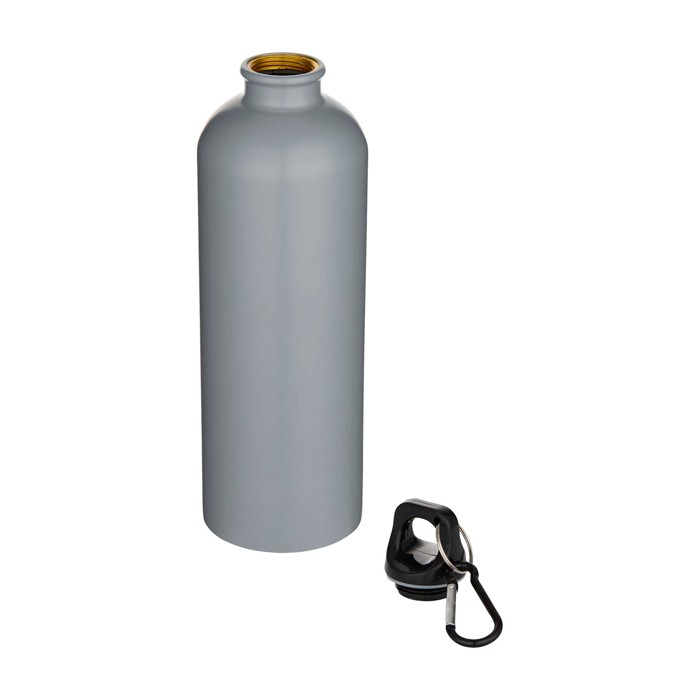 Botella de acero inoxidable reciclado mate con mosquetón 750ml color gris segunda vista Botella de acero inoxidable reciclado mate con mosquetón 750ml color gris segunda vista