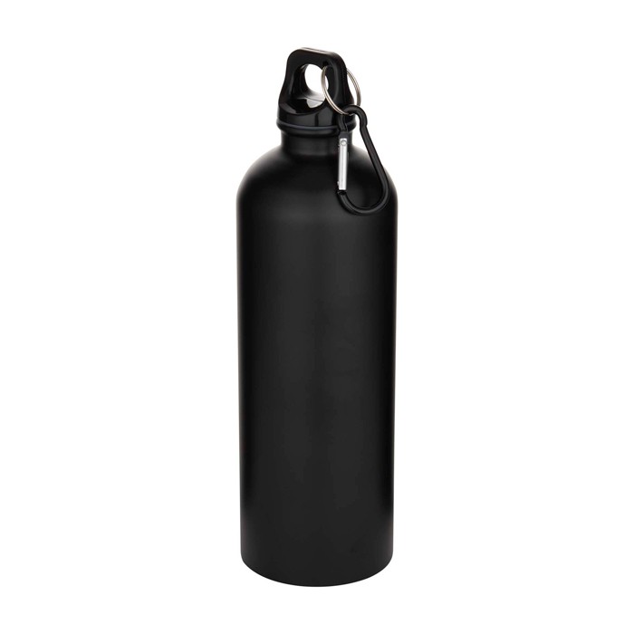 Botella de acero inoxidable reciclado mate con mosquetón 750ml color negro Botella de acero inoxidable reciclado mate con mosquetón 750ml color negro