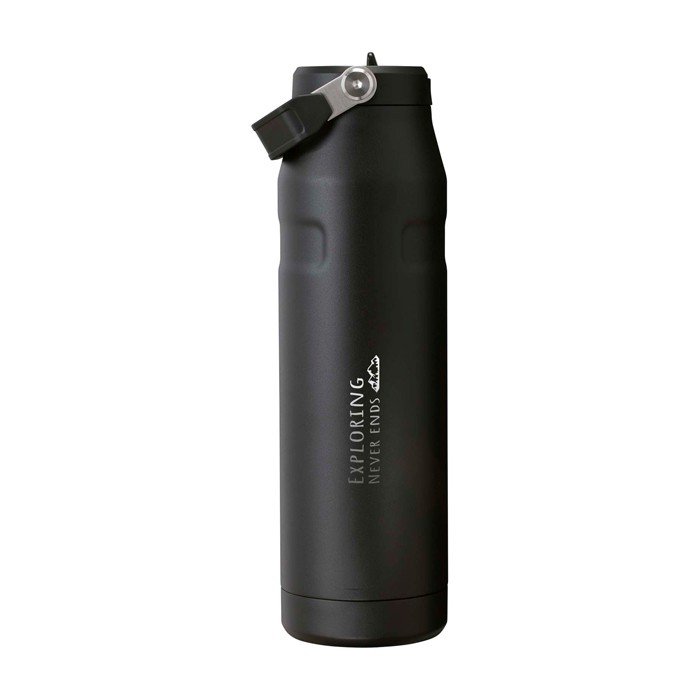 Botella de acero inoxidable con aislamiento y pajita abatible 1.06L Stanley IceFlow™ 2.0 color negro vista impresa logo 2 Botella de acero inoxidable con aislamiento y pajita abatible 1.06L Stanley IceFlow™ 2.0 color negro vista impresa logo 2