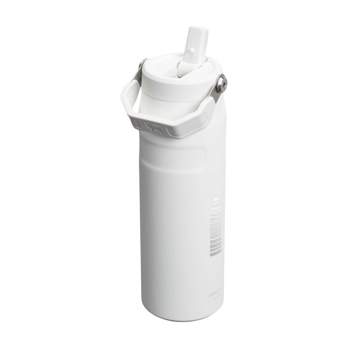 Botella de acero inox reciclado con tapa abatible de pajita 700ml Stanley IceFlow™ 2.0 color blanco/azul vista impresa logo 2 Botella de acero inox reciclado con tapa abatible de pajita 700ml Stanley IceFlow™ 2.0 color blanco/azul vista impresa logo 2