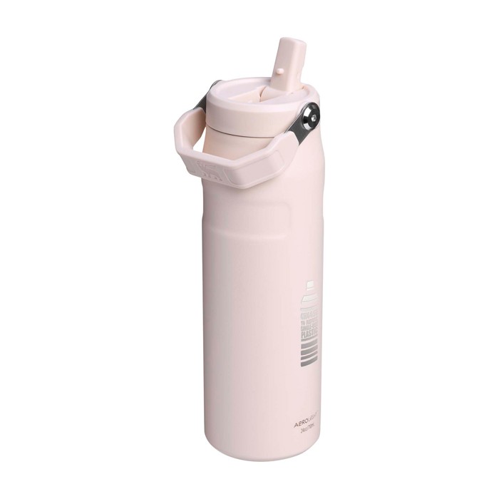 Botella de acero inox reciclado con tapa abatible de pajita 700ml Stanley IceFlow™ 2.0 color rosa claro vista impresa logo 2 Botella de acero inox reciclado con tapa abatible de pajita 700ml Stanley IceFlow™ 2.0 color rosa claro vista impresa logo 2