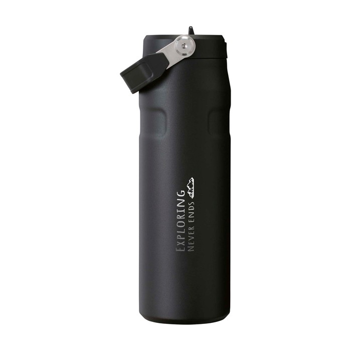 Botella de acero inox reciclado con tapa abatible de pajita 700ml Stanley IceFlow™ 2.0 color negro vista impresa logo 2 Botella de acero inox reciclado con tapa abatible de pajita 700ml Stanley IceFlow™ 2.0 color negro vista impresa logo 2