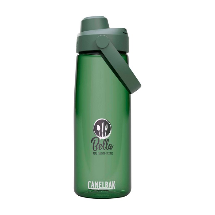 Botella de Tritan™ con tapa abatible 750ml Camelbak® Thrive Chug Tritan Renew color verde oscuro vista impresión tampografía Botella de Tritan™ con tapa abatible 750ml Camelbak® Thrive Chug Tritan Renew color verde oscuro vista impresión tampografía