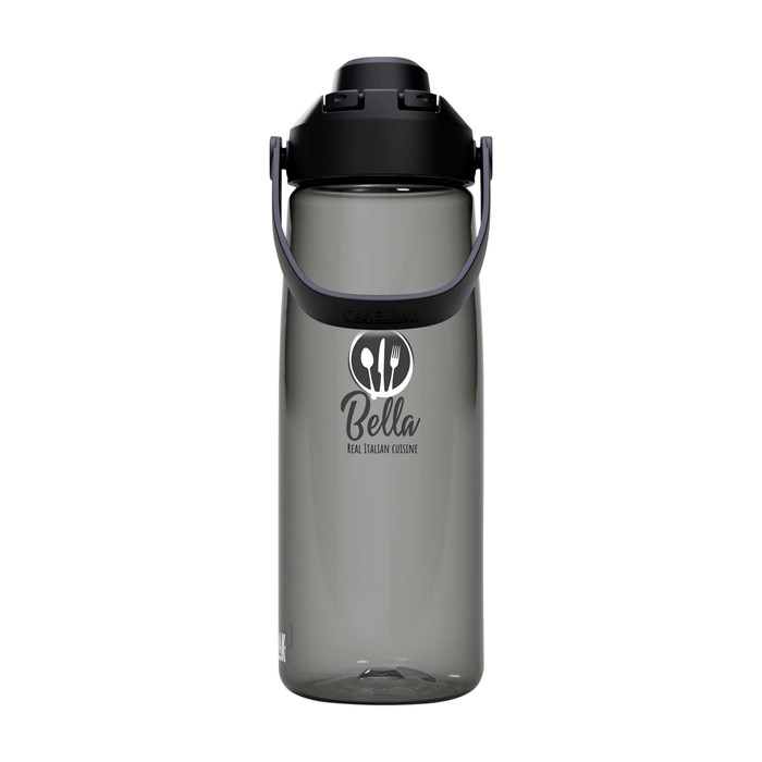 Botella de Tritan™ con tapa abatible 750ml Camelbak® Thrive Chug Tritan Renew color grafito vista impresión tampografía Botella de Tritan™ con tapa abatible 750ml Camelbak® Thrive Chug Tritan Renew color grafito vista impresión tampografía