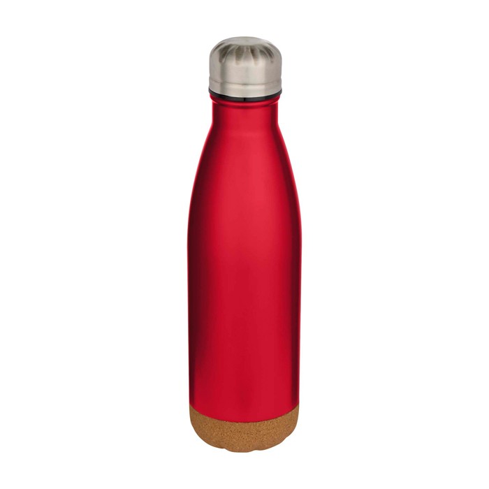 Botella de acero inoxidable de doble pared con base de corcho 500ml color rojo Botella de acero inoxidable de doble pared con base de corcho 500ml color rojo
