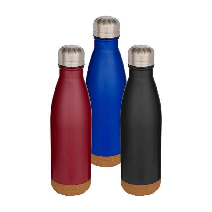 Botella de acero inoxidable de doble pared con base de corcho 500ml color rojo segunda vista varios colores Botella de acero inoxidable de doble pared con base de corcho 500ml color rojo segunda vista varios colores