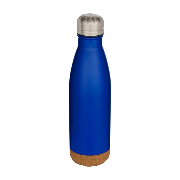 Botella de acero inoxidable de doble pared con base de corcho 500ml color azul real Botella de acero inoxidable de doble pared con base de corcho 500ml color azul real