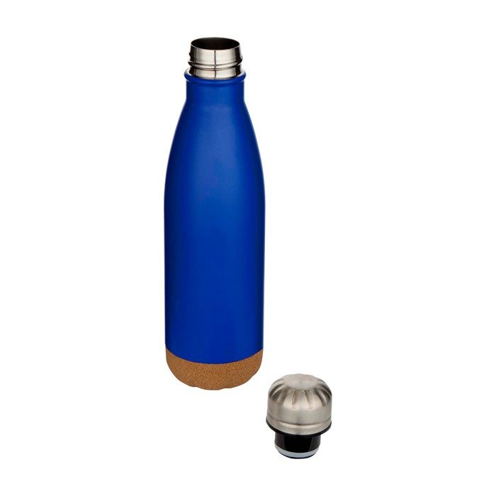 Botella de acero inoxidable de doble pared con base de corcho 500ml color azul real segunda vista Botella de acero inoxidable de doble pared con base de corcho 500ml color azul real segunda vista
