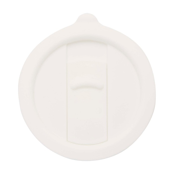 Taza de cerámica con tapa de plástico y asa grande 450ml color blanco tercera vista