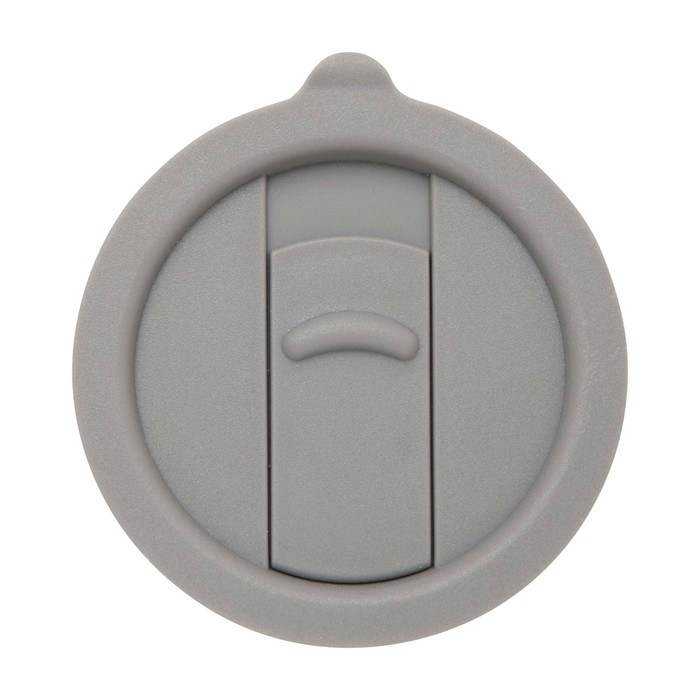 Taza de cerámica con tapa de plástico y asa grande 450ml color gris tercera vista