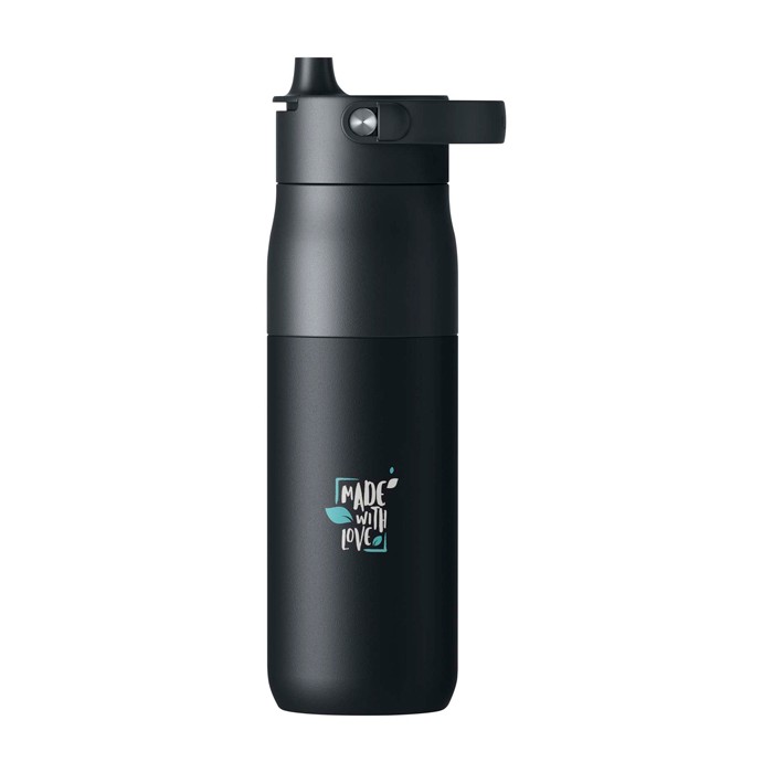 Botella inteligente con filtro de agua y app de rastreo 680ml LARQ PureVisTM 2.0 color negro vista impresión tampografía Botella inteligente con filtro de agua y app de rastreo 680ml LARQ PureVisTM 2.0 color negro vista impresión tampografía