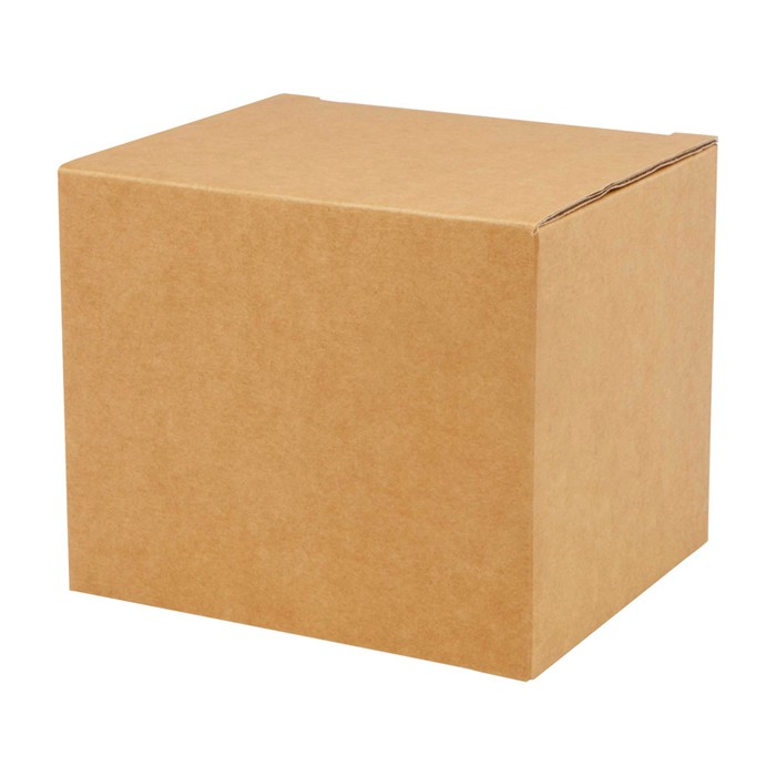 Taza de cerámica con acabado mate y asa en forma cuadrada 370ml color naranja segunda vista con caja Taza de cerámica con acabado mate y asa en forma cuadrada 370ml color naranja segunda vista con caja