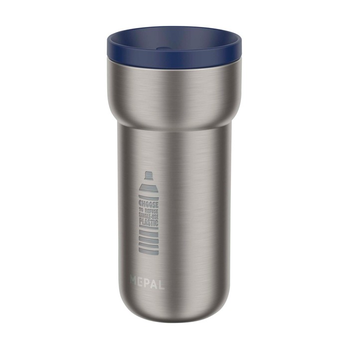 Taza térmica de viaje de acero inoxidable 375ml Mepal Ellipse color azul marino vista impresa logo 2