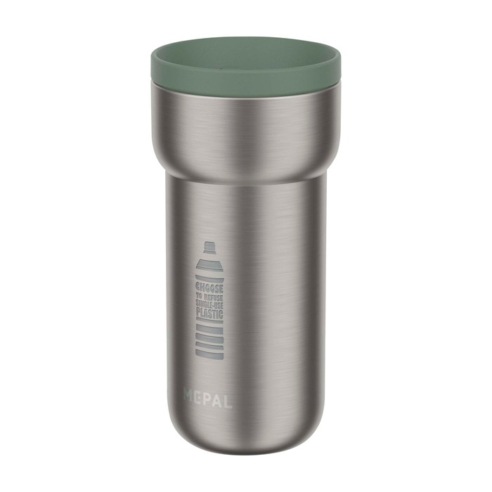 Taza térmica de viaje de acero inoxidable 375ml Mepal Ellipse color verde vista impresa logo 2