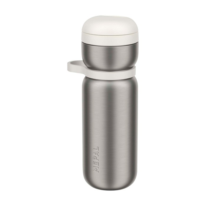Botella deportiva térmica de acero inoxidable 600ml Mepal Twist color blanco segunda vista frontal