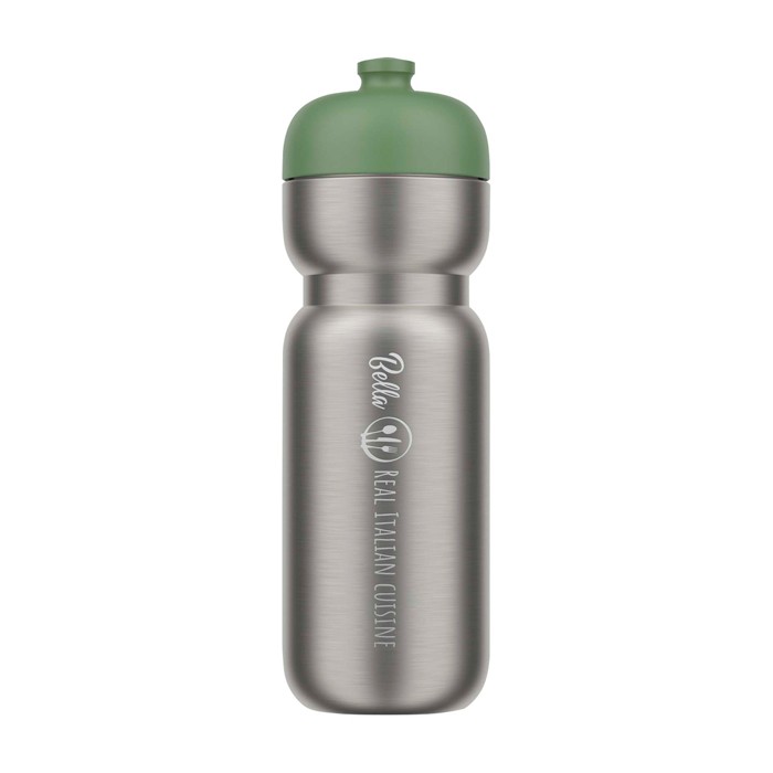 Botella deportiva hermética de acero inoxidable 800ml Mepal Pull color verde bosque vista impresa logo 2