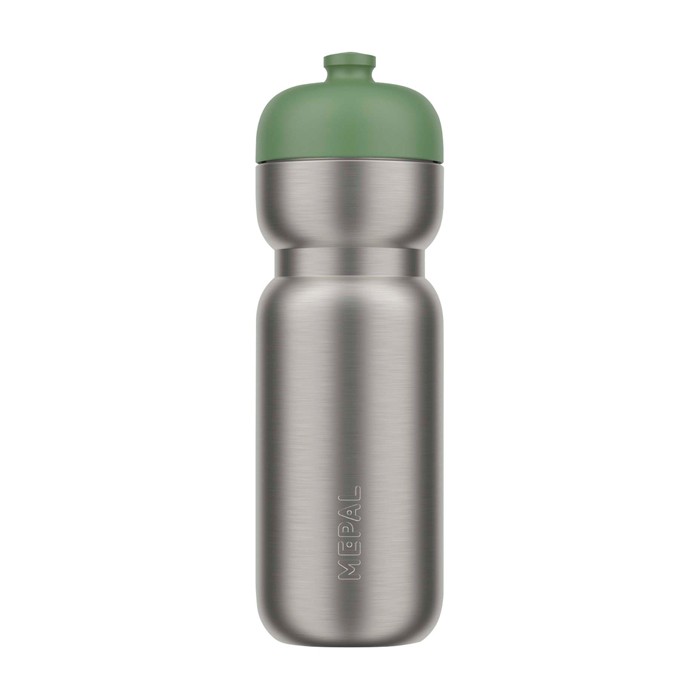 Botella deportiva hermética de acero inoxidable 800ml Mepal Pull color verde bosque segunda vista frontal