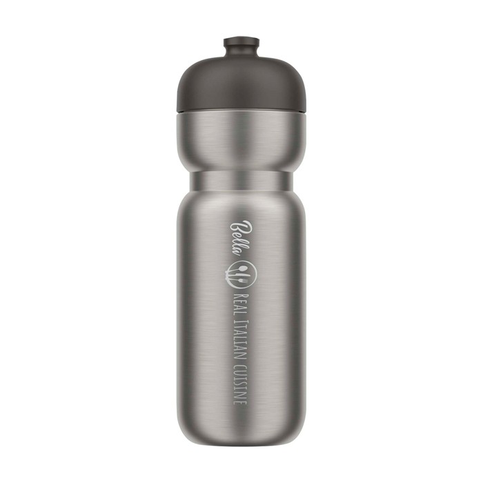 Botella deportiva hermética de acero inoxidable 800ml Mepal Pull color negro vista impresa logo 2