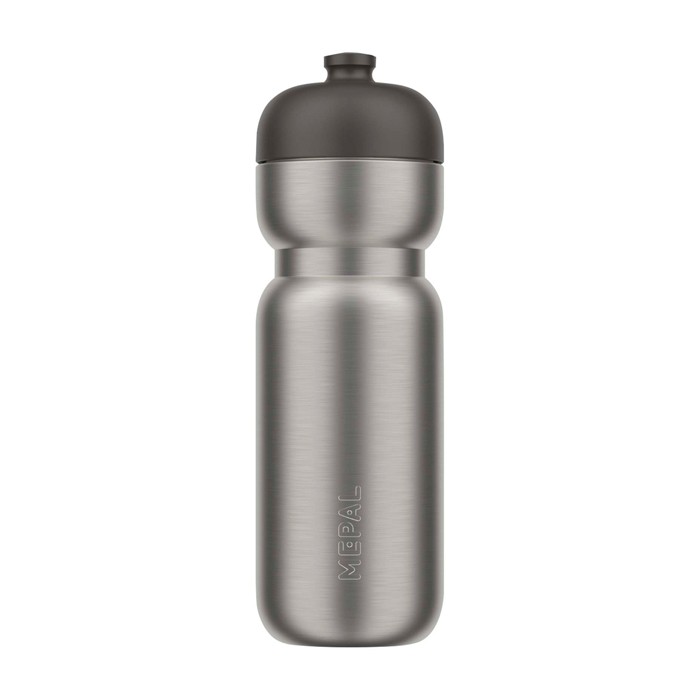 Botella deportiva hermética de acero inoxidable 800ml Mepal Pull color negro segunda vista frontal
