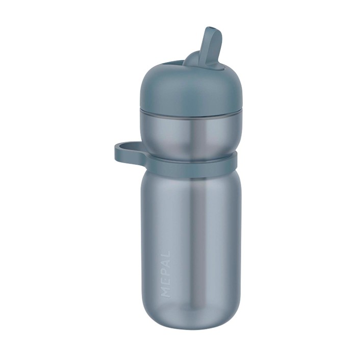 Botella deportiva de plástico con tapa abatible y pajita 600ml Mepal color azul