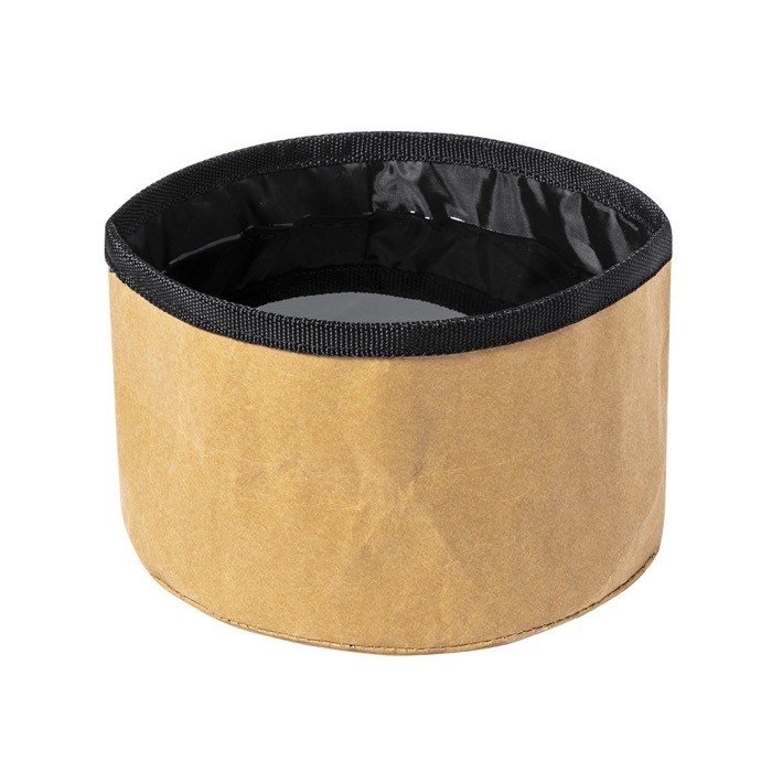 Bowl plegable de papel reciclado laminado para mascotas 1.3L color marrón claro cuarta vista