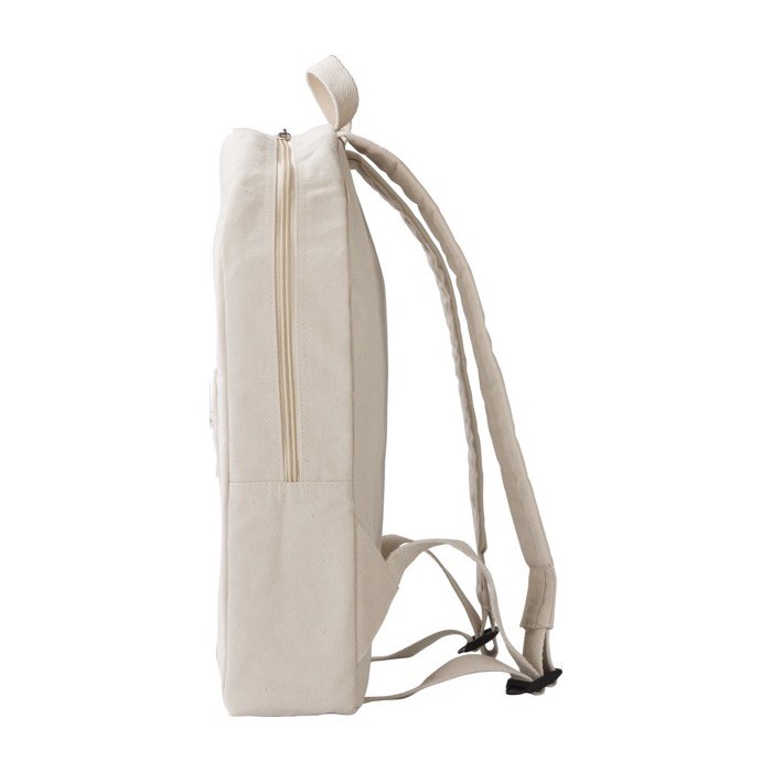 Mochila de algodón orgánico con bolsillo frontal 320 g/m2 color caqui segunda vista Mochila de algodón orgánico con bolsillo frontal 320 g/m2 color caqui segunda vista