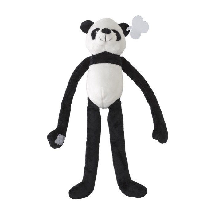 Panda de peluche con velcro en las manos y etiqueta con logo color multicolor primera vista