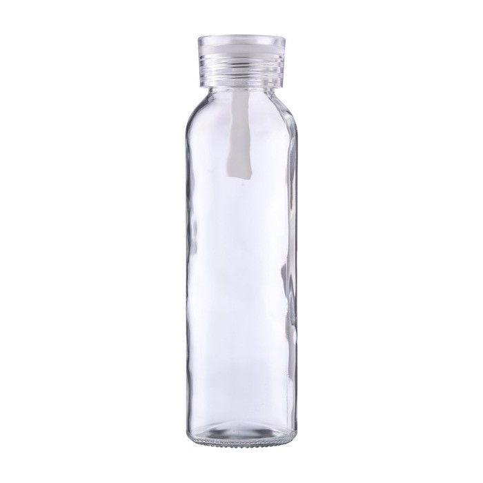 Botella de cristal con tapón y correa de silicona a juego 500ml color blanco primera vista