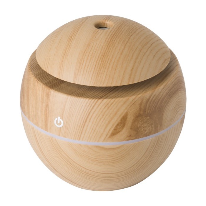 Humidificador de ABS con aspecto de madera y luces LED de colores color marrón cuarta vista Humidificador de ABS con aspecto de madera y luces LED de colores color marrón cuarta vista