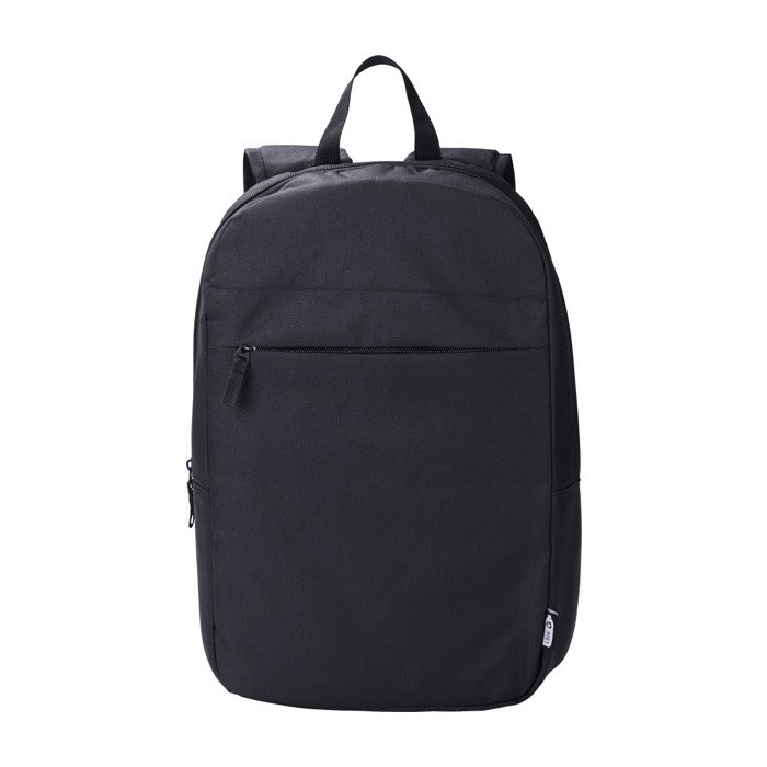 ”Mochila para portátil de RPET 600D con bolsillo frontal 15””” color negro primera vista ”Mochila para portátil de RPET 600D con bolsillo frontal 15””” color negro primera vista