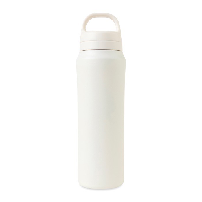 Botella de agua en acero inoxidable reciclado con tapa dual 470ml color blanco