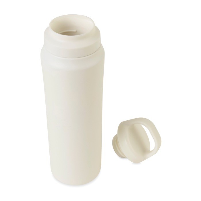 Botella de agua en acero inoxidable reciclado con tapa dual 470ml color blanco segunda vista