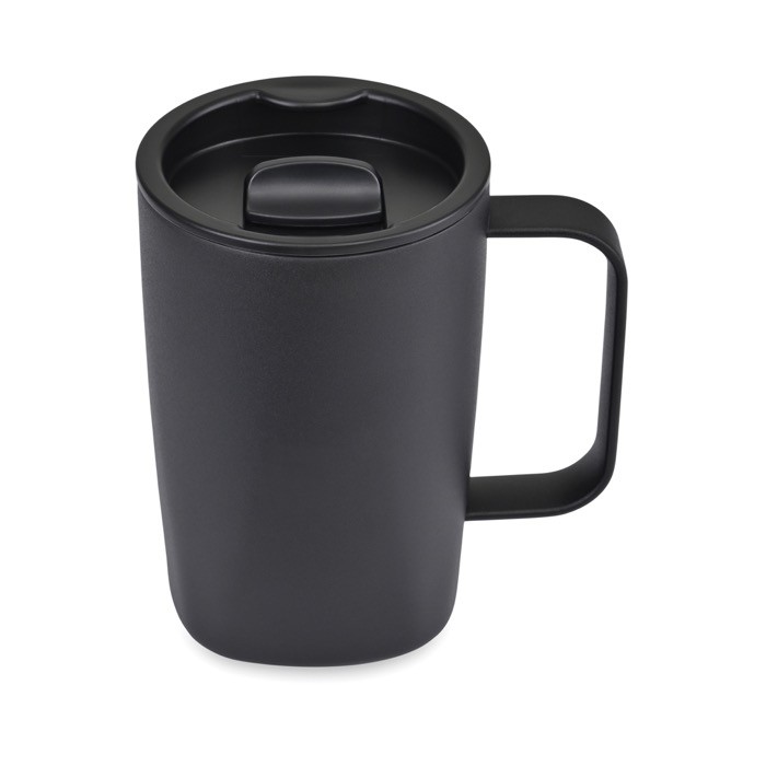 Taza térmica de acero inoxidable reciclado para café o té 450ml color negro segunda vista