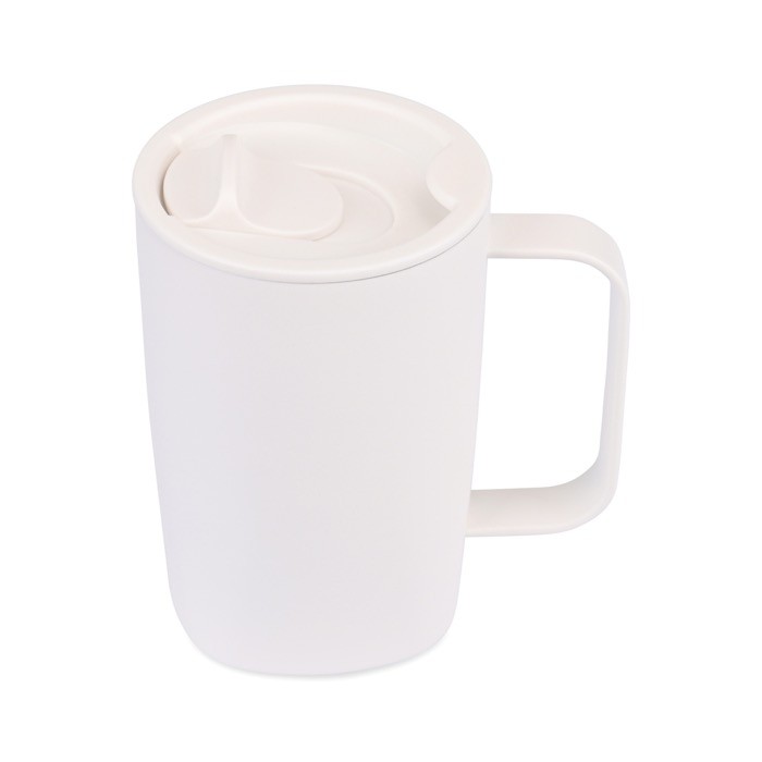 Taza térmica de acero inoxidable reciclado para café o té 450ml color blanco segunda vista