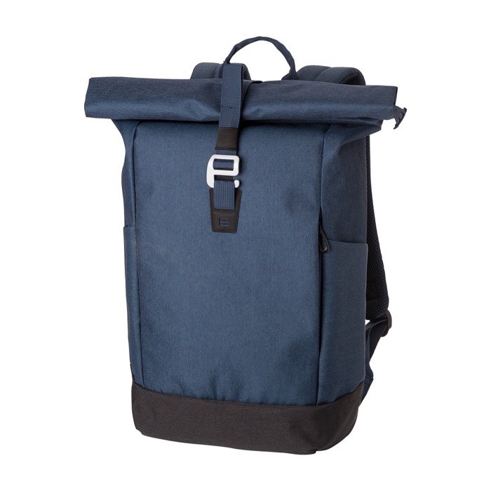 Mochila roll-top para portátil con tirantes acolchados 15'' color azul segunda vista Mochila roll-top para portátil con tirantes acolchados 15'' color azul segunda vista