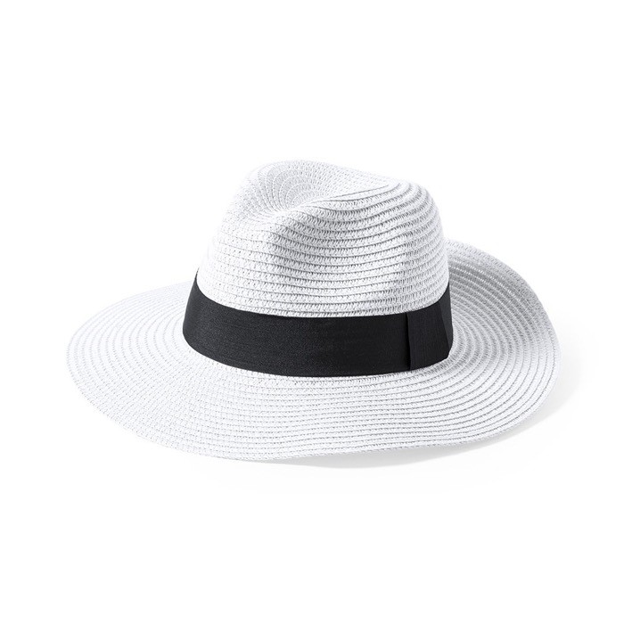 Sombrero de ala ancha con cinta color blanco Sombrero de ala ancha con cinta color blanco