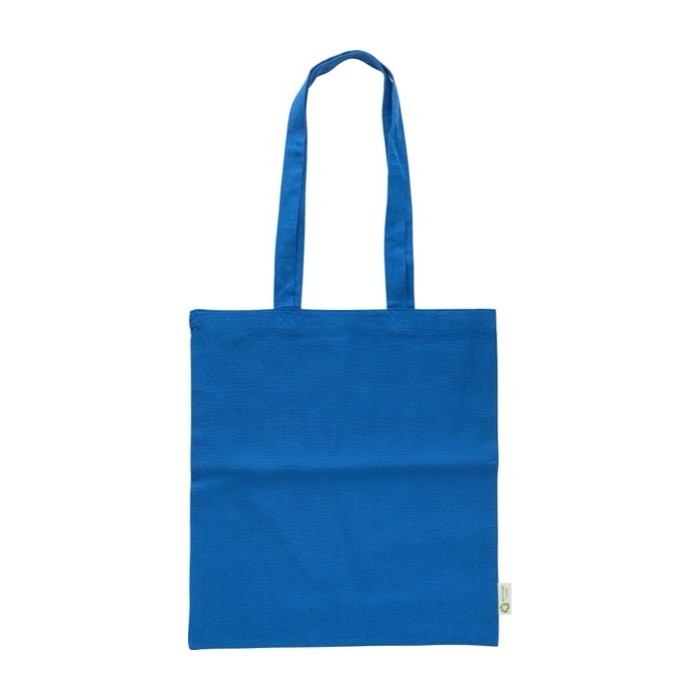 Bolsa de algodón 100% reciclado en varios colores 120 g/m2 color azul quinta vista Bolsa de algodón 100% reciclado en varios colores 120 g/m2 color azul quinta vista