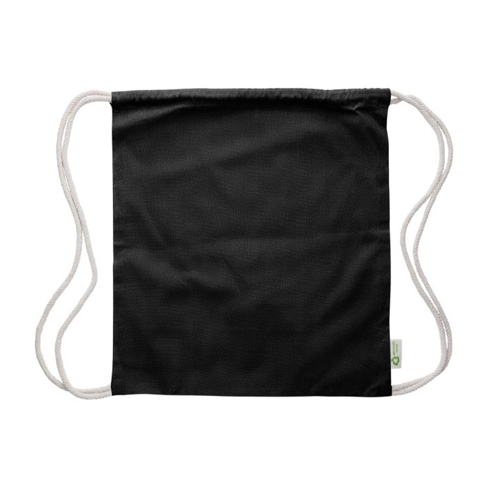 Mochila de cuerdas algodón 100% reciclado y cuerdas naturales 120 g/m2 color negro primera vista Mochila de cuerdas algodón 100% reciclado y cuerdas naturales 120 g/m2 color negro primera vista