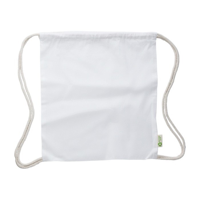 Mochila de cuerdas algodón 100% reciclado y cuerdas naturales 120 g/m2 color blanco primera vista Mochila de cuerdas algodón 100% reciclado y cuerdas naturales 120 g/m2 color blanco primera vista
