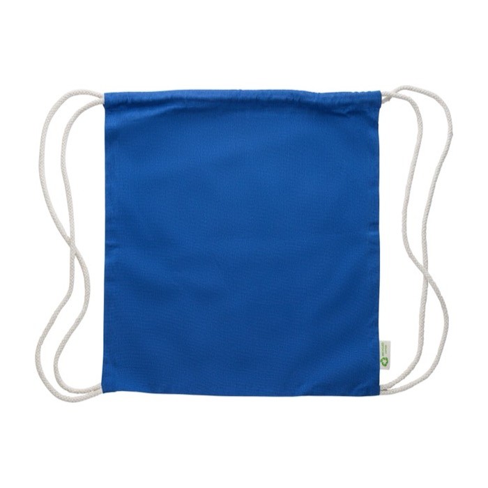 Mochila de cuerdas algodón 100% reciclado y cuerdas naturales 120 g/m2 color azul séptima vista Mochila de cuerdas algodón 100% reciclado y cuerdas naturales 120 g/m2 color azul séptima vista