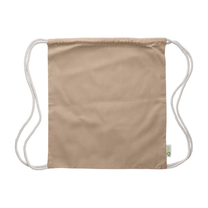 Mochila de cuerdas algodón 100% reciclado y cuerdas naturales 120 g/m2 color caqui sexta vista Mochila de cuerdas algodón 100% reciclado y cuerdas naturales 120 g/m2 color caqui sexta vista