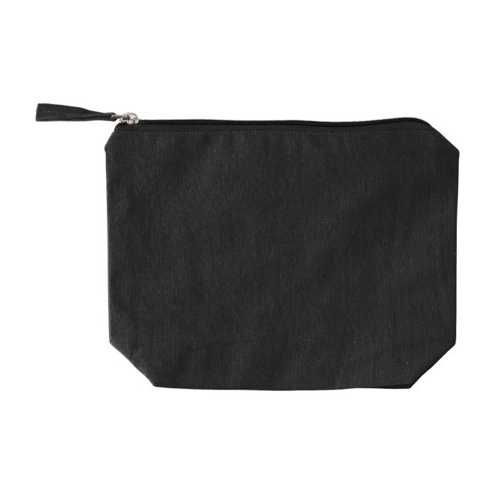 Neceser de algodón reciclado con cremallera a juego 280 g/m2 color negro primera vista Neceser de algodón reciclado con cremallera a juego 280 g/m2 color negro primera vista