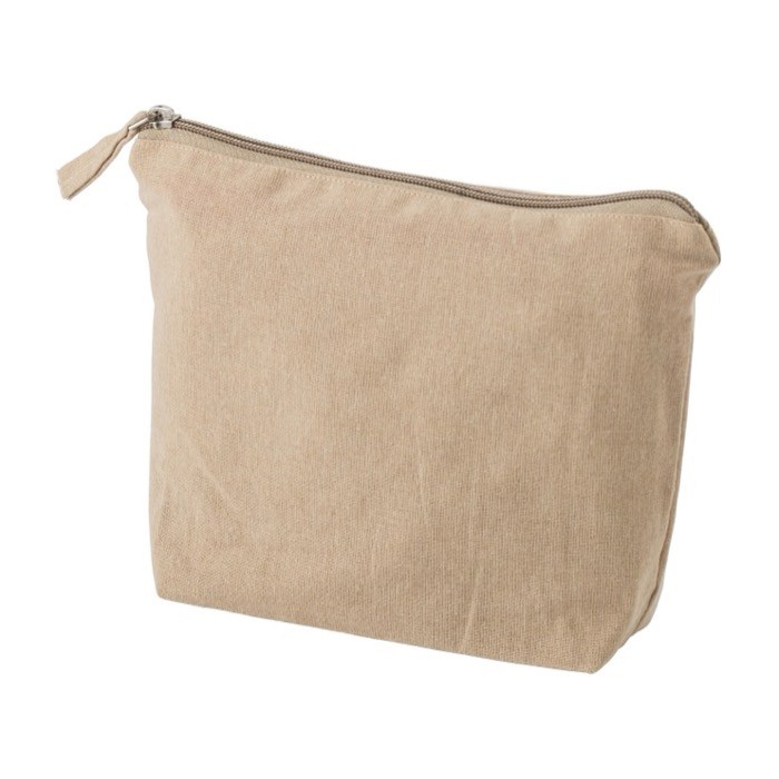 Neceser de algodón reciclado con cremallera a juego 280 g/m2 color caqui primera vista Neceser de algodón reciclado con cremallera a juego 280 g/m2 color caqui primera vista