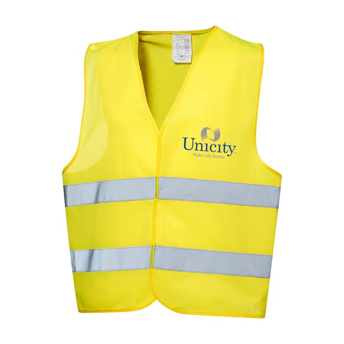 Chaleco de alta visibilidad para uso profesional XL RFX™ color amarillo fluorescente vista impresión transfer